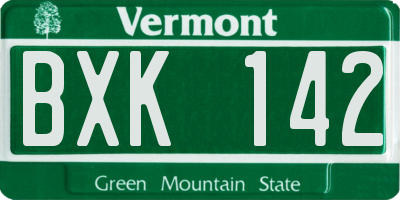 VT license plate BXK142