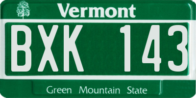 VT license plate BXK143