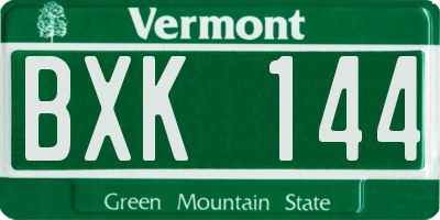 VT license plate BXK144