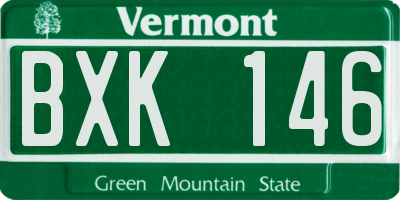 VT license plate BXK146