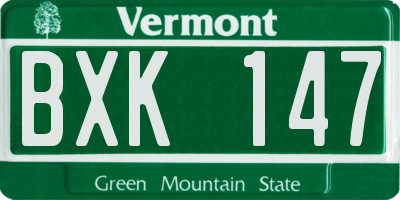 VT license plate BXK147