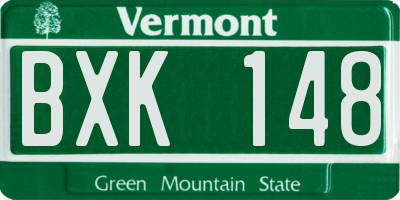 VT license plate BXK148