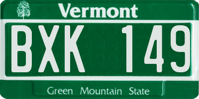 VT license plate BXK149