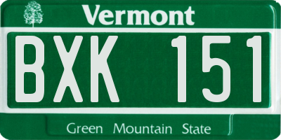 VT license plate BXK151