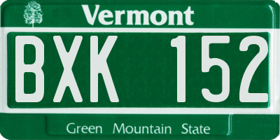 VT license plate BXK152