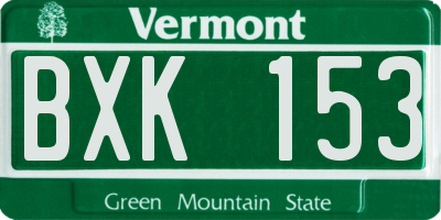 VT license plate BXK153