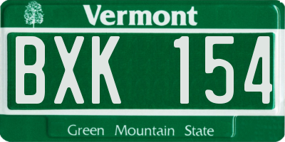 VT license plate BXK154