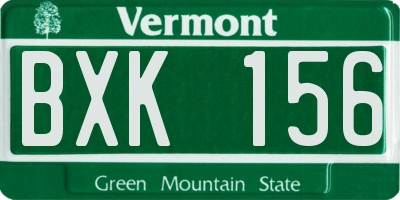 VT license plate BXK156