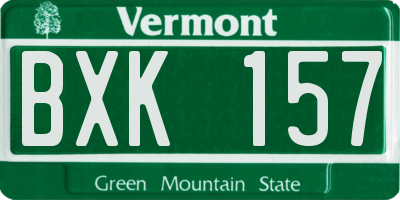 VT license plate BXK157