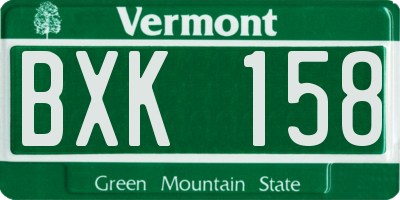 VT license plate BXK158