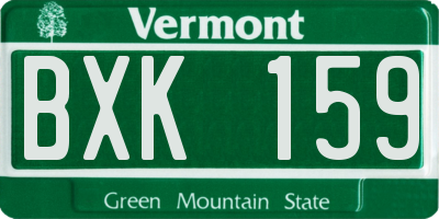 VT license plate BXK159