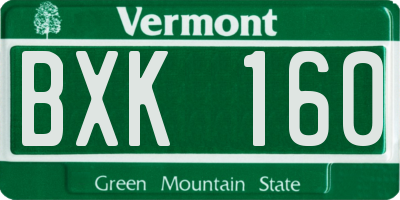 VT license plate BXK160