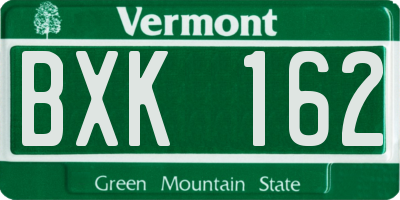 VT license plate BXK162