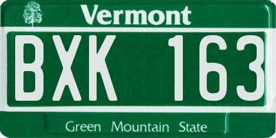 VT license plate BXK163