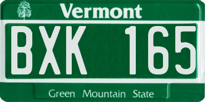 VT license plate BXK165