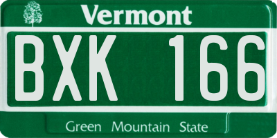 VT license plate BXK166