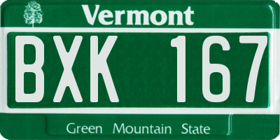 VT license plate BXK167