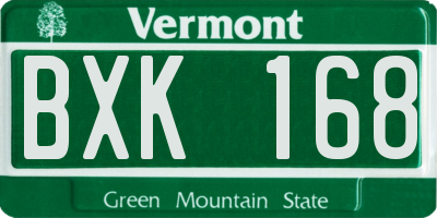 VT license plate BXK168