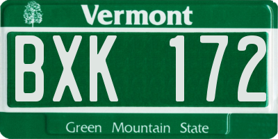 VT license plate BXK172