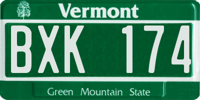 VT license plate BXK174