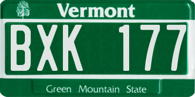VT license plate BXK177