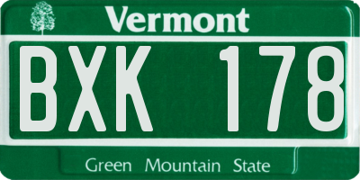 VT license plate BXK178