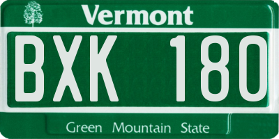 VT license plate BXK180