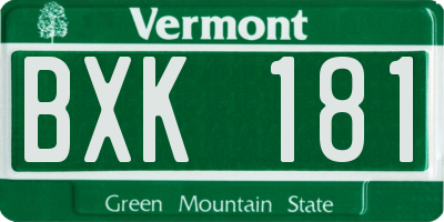 VT license plate BXK181