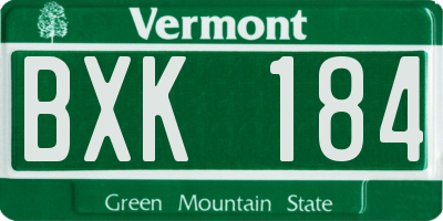 VT license plate BXK184