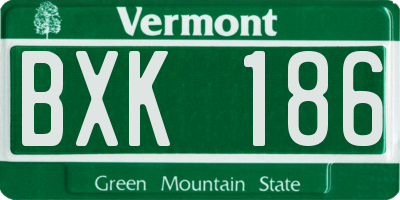 VT license plate BXK186