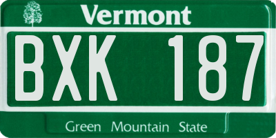 VT license plate BXK187