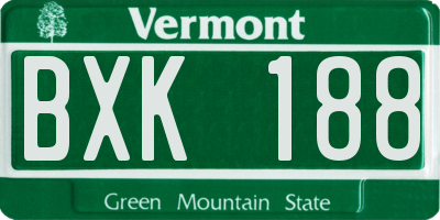 VT license plate BXK188