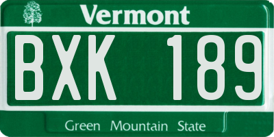 VT license plate BXK189
