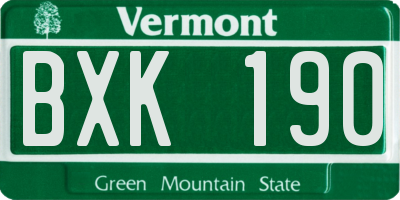 VT license plate BXK190