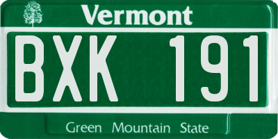 VT license plate BXK191