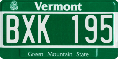 VT license plate BXK195