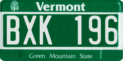 VT license plate BXK196