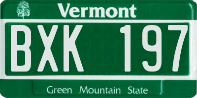VT license plate BXK197