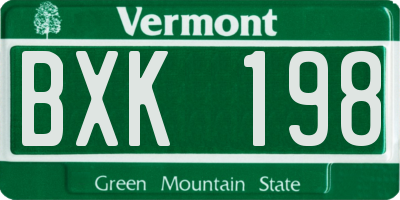 VT license plate BXK198