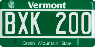 VT license plate BXK200