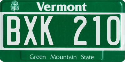 VT license plate BXK210