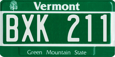 VT license plate BXK211