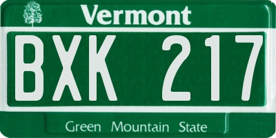 VT license plate BXK217