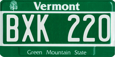 VT license plate BXK220