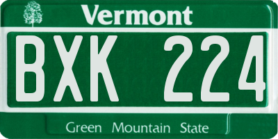VT license plate BXK224