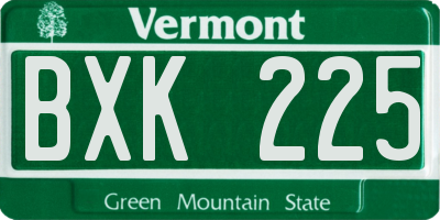 VT license plate BXK225