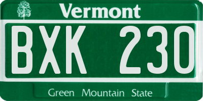 VT license plate BXK230