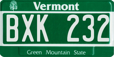 VT license plate BXK232