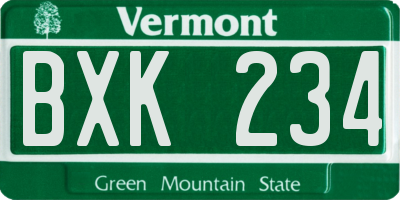 VT license plate BXK234