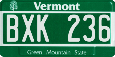 VT license plate BXK236